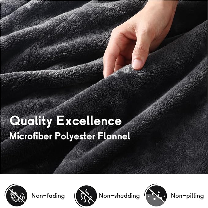 Heated Blanket Electric Throw Size 50''x60'' with 9 Heating Levels, 1-10 Hour Auto Shut Off, Machine Washable, Flannel & Sherpa Double-Sided Soft Warming Blanket for Couch, Bed, Office - Dark Grey