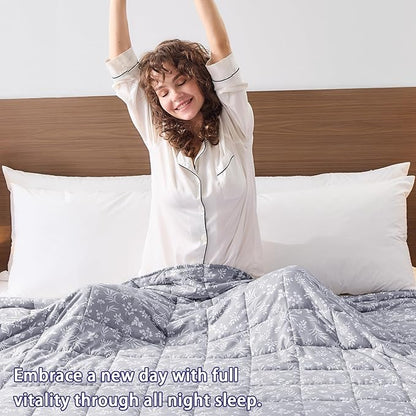 25 lbs Weighted Blanket Queen Size for Adults (60”x 80”, Dove Grey) Cooling Heavy Blanket for Sleeping Perfect for 240-260 lbs, Winter Thick Breathable Blanket with Premium Glass Bead