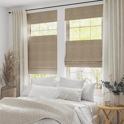 Motorized Top Down Bottom Up Roman Shades with Remote, Cordless Smart Blackout or Light Filtering TDBU Roman Blinds, Automatic Window Blinds for Home, Office, 60" W x 64" H