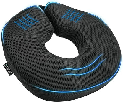 Feagar Donut Pillow Seat Cushion, X Large Memory Foam Hemorrhoid Pillow for Tailbone Pain, Sciatica & Pressure Sores Relief, Adjustable Design for Pregnancy, Postpartum, Surgery Recovery, Office Chair