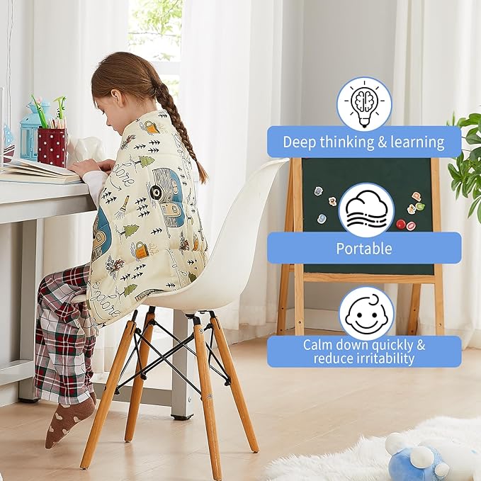 HOSUKKO Weighted Blanket - 2 lbs Ivory Forest Heavy Blanket - Small Size Breathable Blanket(19 * 21 inches, 2 lbs)