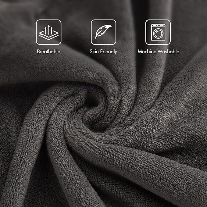 Electric Heated Blanket Twin Size, 62"x84" Electric Throw Blanket with ETL & FCC Certification, Fast Heating Blanket with 5 temperatures & 10 Hours Auto Off, Machine Washable, Dark Gray