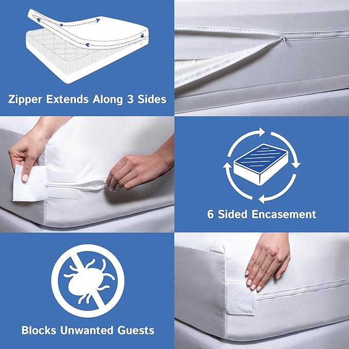 RV Short Full Mattress Protector Fits 8"-11" Depth - Zippered Waterproof Bed Bug Three Quarter 3/4 Full Mattress Encasement (48”Wx75 L) - Hypoallergenic Premium Bed Cover Protects from Dust Allergens
