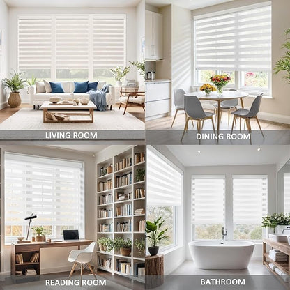 Motorized Zebra Blinds for Windows Cordless Electric Curtains with Remote Control Blackout Shades Custom Smart Blinds Compatible with Alexa Google Home(Light Filtering White,W20 X 72in)