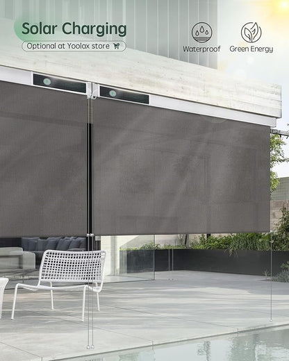 Yoolax Motorized Outdoor Shades Smart Retractable Patio Screens with App & Remote Control, Electric Blinds for Porch Patio Waterproof Roller Shades 6X8ft (5% Openness Alpine Rock)