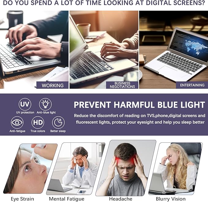 5 Pack Reading Glasses Blue Light Blocking for Women,Computer Readers with Spring Hinge