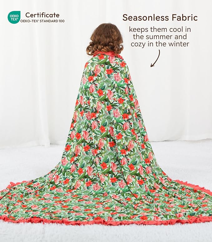 Premium Baby Blankets, Soft Viscose from Bamboo Blanket for Girls, Nursery Crib Bedding Quilt for Newborn and Toddler, Ruffle Blanket Cooling for Hot Sleepers, 50''x50'' Flamingo