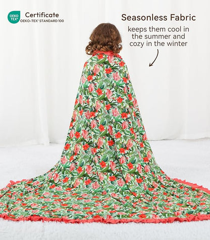 Premium Baby Blankets, Soft Viscose from Bamboo Blanket for Girls, Nursery Crib Bedding Quilt for Newborn and Toddler, Ruffle Blanket Cooling for Hot Sleepers, 50''x50'' Flamingo