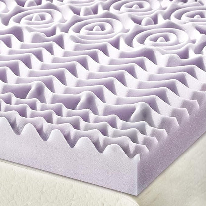Mellow 3 Inch 5-Zone Memory Foam Mattress Topper, Soothing Lavender Infusion, Dorm Essentials, Full