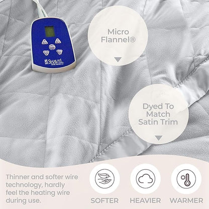 Thermee Micro Flannel Blanket Queen Size Heated Blanket with 10 settings, Programable Heating Blanket, Luxuriously Soft Heated Throw Blanket, Rapid Heating Thermal Blanket, Warm Blanket - Slate Grey
