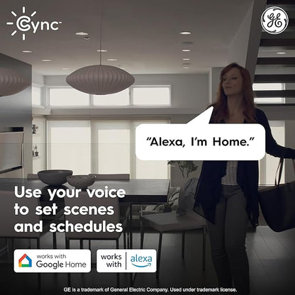 GE Cync Reveal HD+ Smart LED Recessed Downlight Fixture, Color Changing LED Light, Works with Alexa and Google Home, Matter Compatible, Ceiling Light Fixture, 6 Inch (3 Pack)