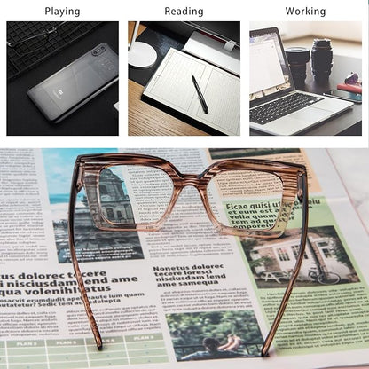 KoKoBin 3 Pack Stylish Square Frame Oprah Style Reading Glasses for Women, Blue Light Blocking Comfortable Readers