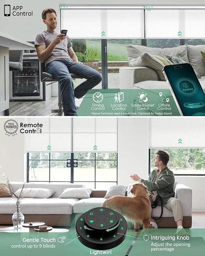 Yoolax Motorized Blinds with Remote, Smart Blinds for Windows Motorized Roller Shades, Automatic Window Shades Compatible with Alexa Custom Size (Light Filtering-Pure White)