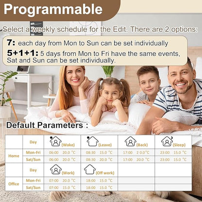 HEATIT Programmable Thermostat, WiFi Smart Thermostat for Electric Radiant Floor Heating with Touchscreen, 85V-265V Wide Voltage Range, Dual Sensing, Black
