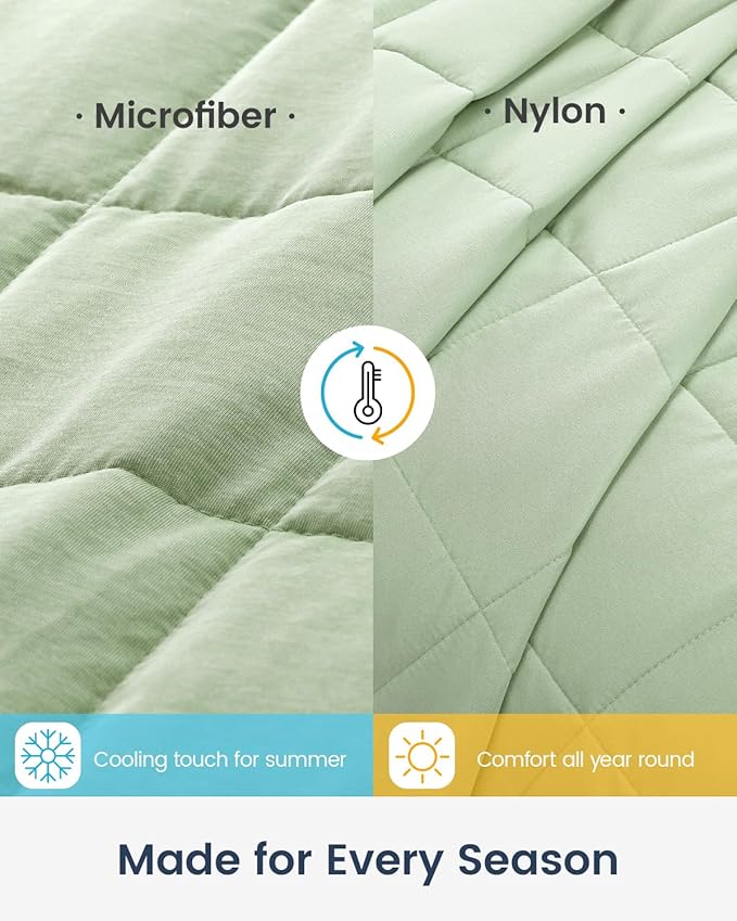Weighted Blanket 48 x 72 inches 12lbs, Weighted Blankets Twin Size for Adults, Soft Breathable Microfiber Heavy Blanket with Ceramic Beads for Sleep Calm, Cooling Bed Blanket All Season, Olive Green
