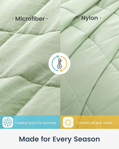 Weighted Blankets for Adults, 15lbs Weighted Blankets Twin Size -Breathable, Soft, Silky, Cooling Microfiber Heavy Blanket with Ceramic Beads for Deep Sleep,Cozy Bed Blanket,48 x 72 inches,Olive Green