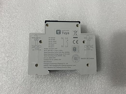 DIY 1P+N Smart Wi-Fi Switch, Work with Alexa and Google Assistant for Voice Control, 40A with Energy Monitor, Smart Life/Tuya APP Remote Control, Timer Functions, DIN Rail Mounted,FCC Certified