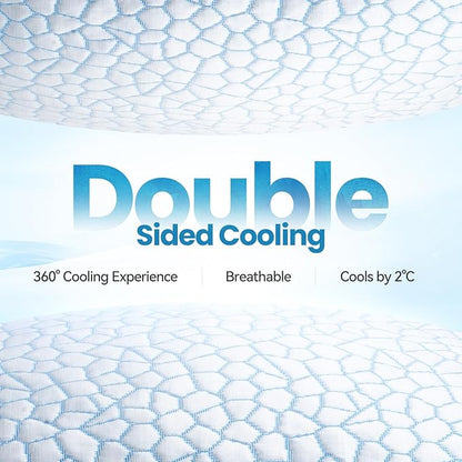 QUTOOL Cooling Pillows for Hot Sleeping, Shredded Memory Foam Pillows Queen Size Set of 1,Adjustable Soft & Firm Gel Bed Pillow for Side, Back, Stomach Sleepers