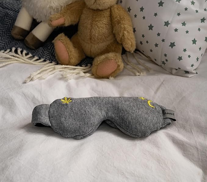 ASUTRA Kids Eye Pillow for Sleep, Gray Cotton Jersey | Filled w/Lavender Buds & Flax Seeds, Weighted Eye Mask, Meditation & Light Blocking Blindfold