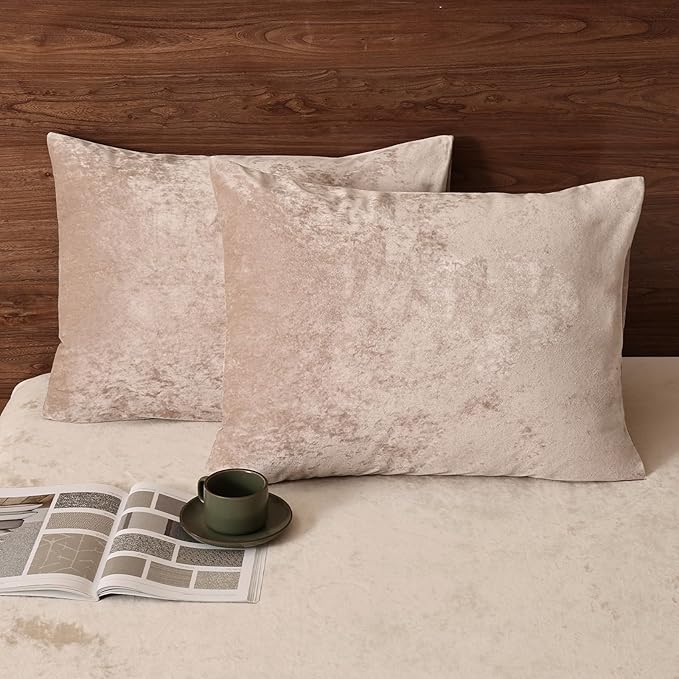 PHF Truly Velvet Pillowcases King Size, No Insert, 2 Pack Ultra Soft Breathable Pillow Shams Covers with Envelope Closure, 20" X 36" Luxury Cozy Warm Fuzzy Flannel, Rose Pink