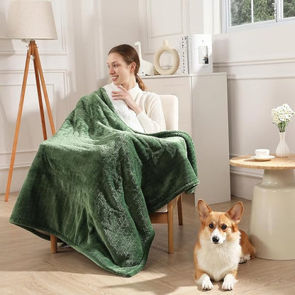 Twin Electric Blanket 62"x84" Heating Blanket Twin, Wheat Pattern Ultra-Soft Flannel & Thick Sherpa with 5 Heat Settings & 10 Hour Auto Shut-Off, ETL & FCC Certified, Machine Washable Home Use, Green