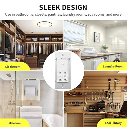 Minoston Countdown Timer Switch, 1-60 Min, Bathroom Fan Timer Switch, Adjustable LED Brightness, 120VAC Neutral Wire Req, ETL and FCC Listed, White (MT11N)