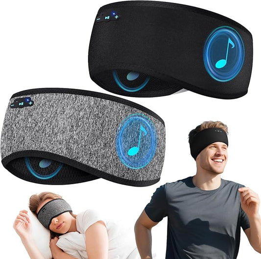2 Pack Sleep Headphones Bluetooth 6.0 Headband, 20Hr Headband Headphones with HD Stereo Speakers, Sports Wireless Earphones for Side Sleepers Workout Yoga Travel Meditation, Gifts for Women Men