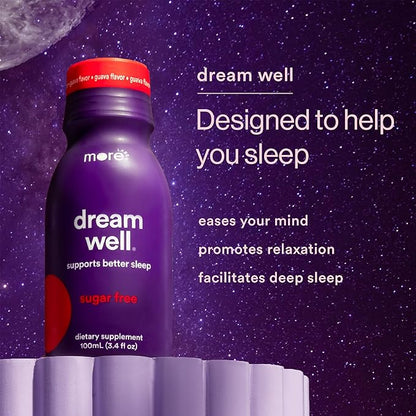 More Labs Dream Well, 5MG Melatonin Holistic Sleep Drink Solution, Non-Habit Forming with 5HTP, Lemon Balm, Jujube Seed, Glycine (Pack of 24)