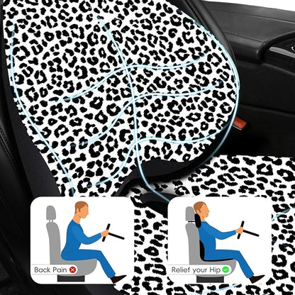 NS YOLO Ergonomic Car Seat Cushion with Comfort Memory Foam Neck Pillow, Car Pillow,Lumbar Support and Big Size Soft Seat Cushion for Driving Seat,Office Chair and Wheel Chair (Leopard Print-3 pcs)