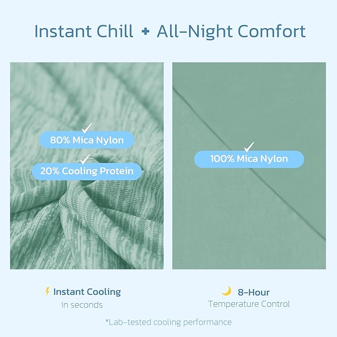 Degrees of Comfort Cooling Blankets for Hot Sleepers - King Summer Cold Blankets for Bed Sleeping, Absorbs Heat to Keep Body Cool, Soft & Cozy, Green 108"x90"