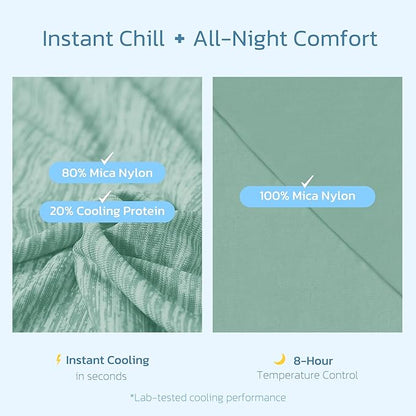 Degrees of Comfort Cooling Blanket Queen Size, Summer Cooling Blankets for Hot Sleepers, Q-Max>0.4 Cool Fiber, Cold Summer Bedding for Bed Couch Sofa, Green 90"x90"