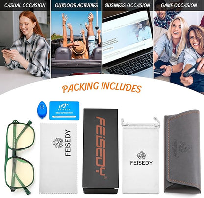 FEISEDY Amber Blue Light Glasses for Computer Gaming Orange/Yellow lens Anti Eyestrain Sleep Glasses G2835