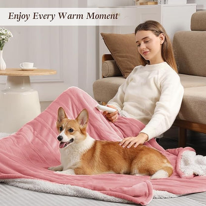 Pink Heated Blanket Full Size Electric Blanket for Bed - 72''x84'' Fast Heating Blanket with 5 Heat Settings & 10 Hours Auto-Off, Washable Lap Heated Blanket for Office, Best Grandma Birthday Gifts