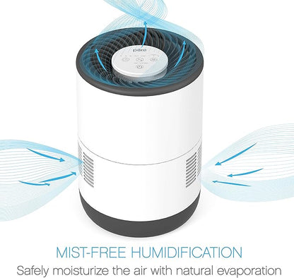 Pure Enrichment MistAire Eva - Mist-Free Evaporative Humidifier with Antibacterial Filter, 2.8-L Tank, 4 Speeds, Large Room Coverage up to 500 sq. ft., Night Light, Auto Shut-Off Timer, No White Dust