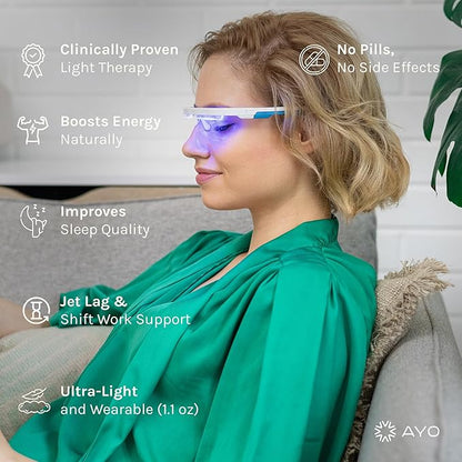 Premium Blue Light Therapy Glasses | Sleep Better, Boost Energy, Improve Mood | Portable Light Therapy Lamp | Circadian Rhythm Disruptions Linked to Sleep Problems, Winter Blues, Low Energy