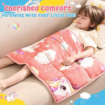 anfie Weighted Lap Pad 2 Pounds, Weighted Blanket (30"*40") Cooling Blanket for Sleeping,Weighted Throw Blanket for Travel Indoor Outdoor (Red Unicorn)