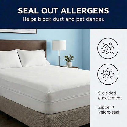 Zippered Waterproof Mattress Encasements - Hypoallergenic Mattress Protector Cover with Soft Cotton Terry Fabric Top - Twin Size 39' x 75'
