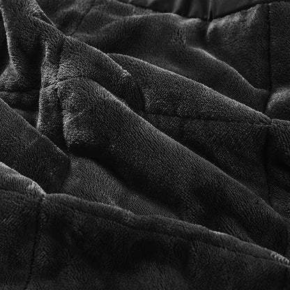 Madison Park Queen Cozy Blanket HeiQ Smart Temperature Plush to Microfiber Reverse Box Quilting, Reversible, Soft All Season, Lightweight Summer Cover, for Bed, Couch and Sofa, Full/Queen, Black