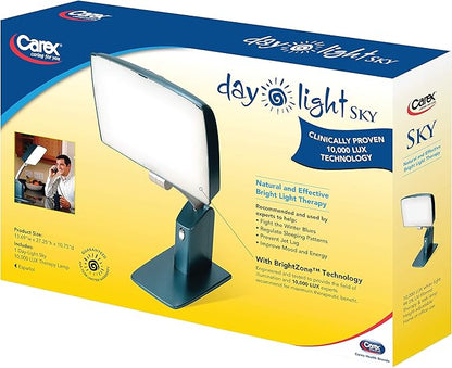 Carex Day-Light Sky Bright Sunlight Therapy Lamp, 10000 LUX Therapy Lamp at 12 Inches, LED Bright White Light with Adjustable Height and Brightness Levels for Mood