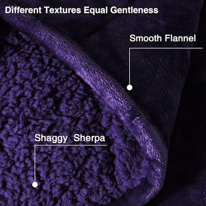 Aemicion Weighted Blanket for Adults,Fluffy Soft Sherpa Heavy Weighted Blanket 15lbs Twin 48 x 72in,Ultra Fuzzy Throw Blanket with Soft Plush Flannel Top,Purple on Both Sides