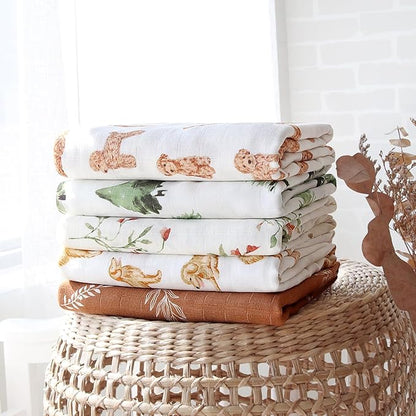 LifeTree Baby Swaddle Blankets Dog, 70% Viscose from Bamboo and 30% Cotton Muslin Swaddle Blankets Boys Girls Swaddling Wrap Receiving Blanket for Newborn, Large 47" x 47", Poodle Puppy