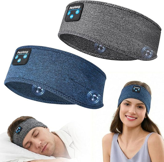 2 Pack Sleep Headphones Bluetooth 5.4 Headband, Wireless Sleeping Headband Headphones with Ultra-Thin Stereo Speaker for Side Sleepers, Sweat Resistant Sport Headband for Workout Yoga Running