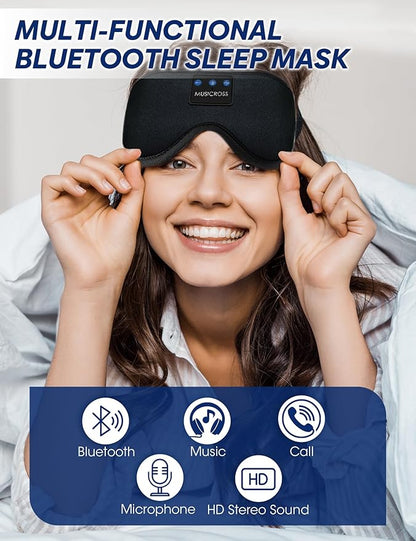 Sleep Mask with Bluetooth Headphones, 3D Adjustable Blackout Sleep Mask Headphones, Sleeping Headphones with Ultra-Thin Stereo Speakers for Meditation,Office,Travel