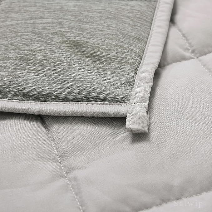 Satwip Cooling Weighted Blanket 20 lbs Queen Size Cool Moire Jersey Bed Blanket for Hot Sleeper with Soft Breathable Sanded, 60 x 80 inches, Grey