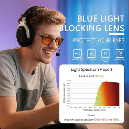 Sleep Blue Light Blocking Glasses for Men and Women, Computer Gaming Glasses Anti Eyestrain & UV Glare