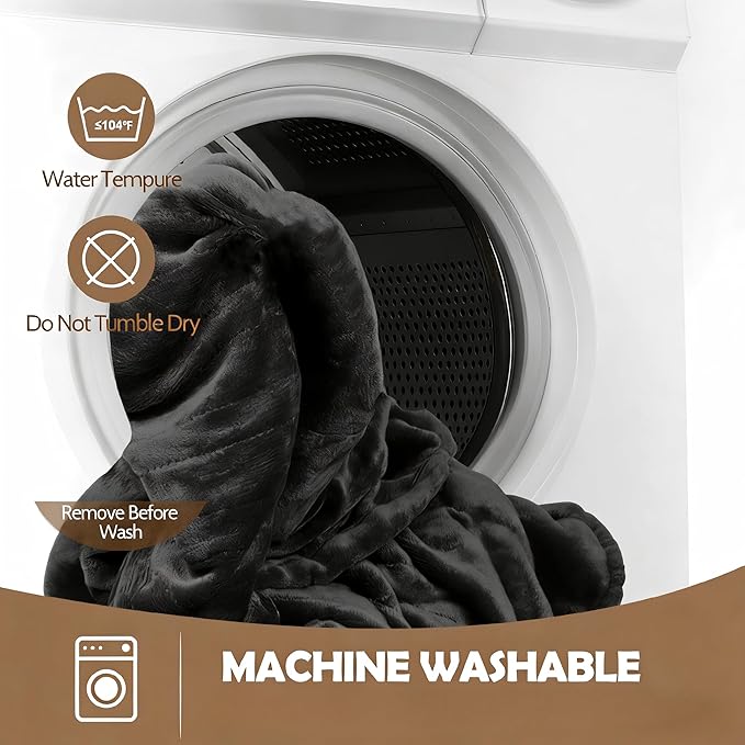 Wearable Heated Blanket with Foot Pocket, 52"x72" Electric Blanket with Sleeves for 12 Hours Timer, 6 Heat Settings, Flannel & Sherpa, Black