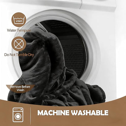 Wearable Heated Blanket with Foot Pocket, 52"x72" Electric Blanket with Sleeves for 12 Hours Timer, 6 Heat Settings, Flannel & Sherpa, Black