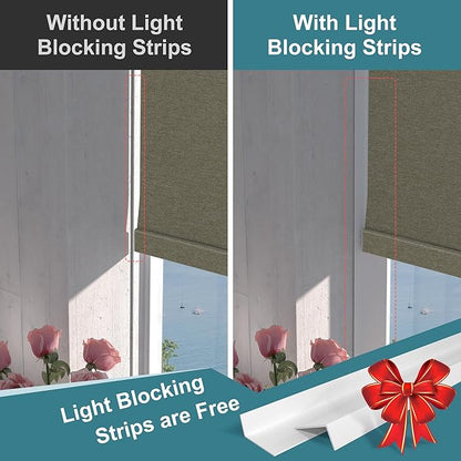 BERISSA Motorized Blinds with Remote,Blackout Smart Roller Shades with App,Voice Control,Linen Fabric,Thermal Insulated Automatic Blinds,Electric Shades with USB/Solar Pannel.Coffee Brown