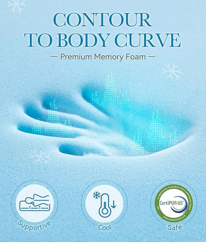 BDEUS Waterproof Dual Layer 4 Inch Memory Foam Mattress Topper Full Size, 2 Inch Gel Memory Foam Plus 2 Inch Down Alternative Quilted Pillow Top Mattress Pad Cover for Kids, Pets