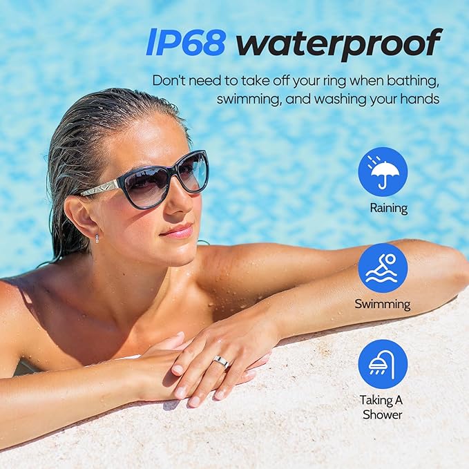 Smart Ring Health Tracker, Sleep/Exercise Monitoring, iOS/Android Compatible, IP68 Water Resistance, No Subscription Required, 5-Day Battery Life, Suitable for Both Women and Men (Silver, 11)